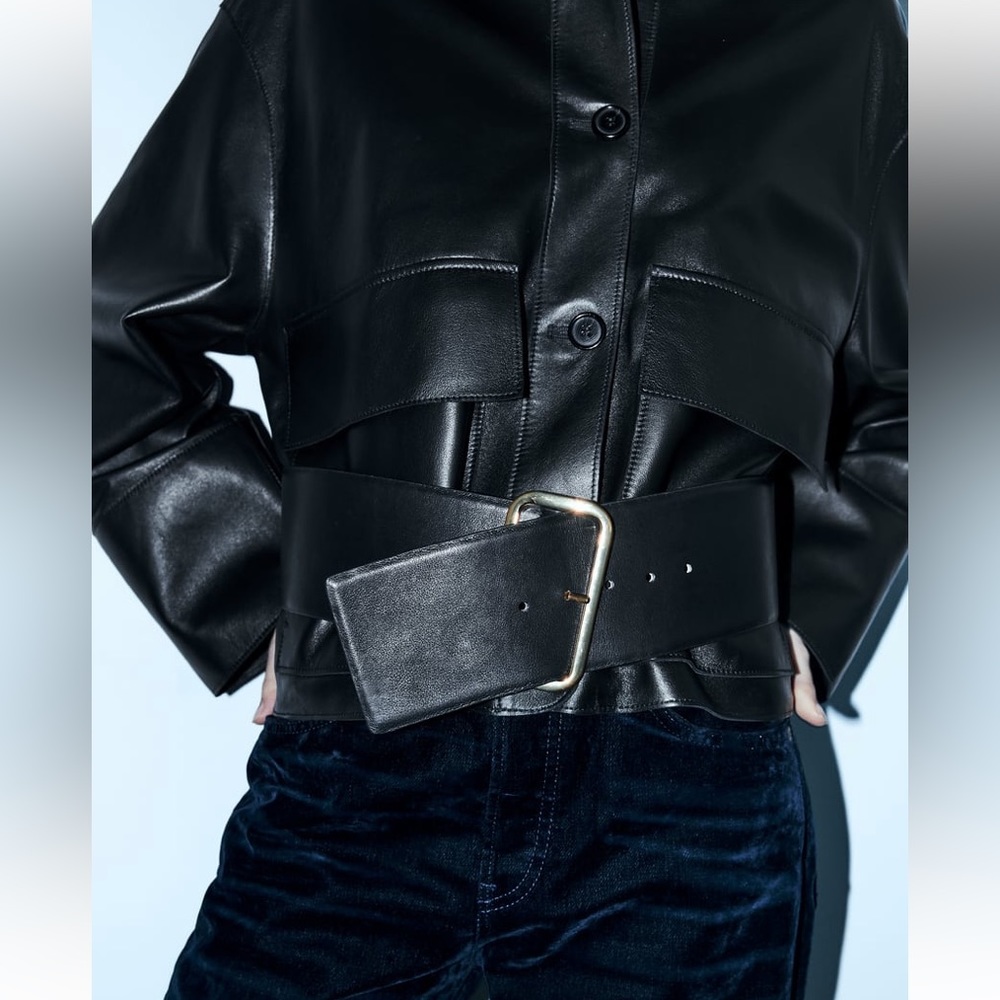 New Zara Wide Leather Belt size 32 - sold out in stores